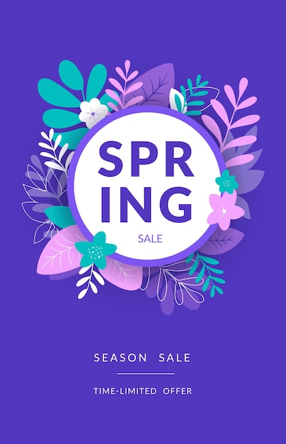 Round text badge on spring sale poster