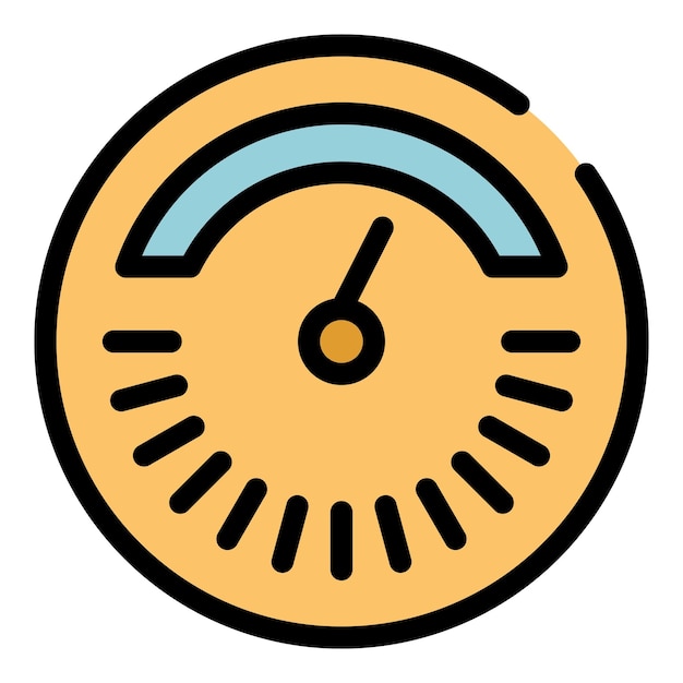 Round thermometer icon Outline round thermometer vector icon color flat isolated