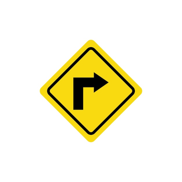 丸い交通標識 右折して右通行または右側のみ通行