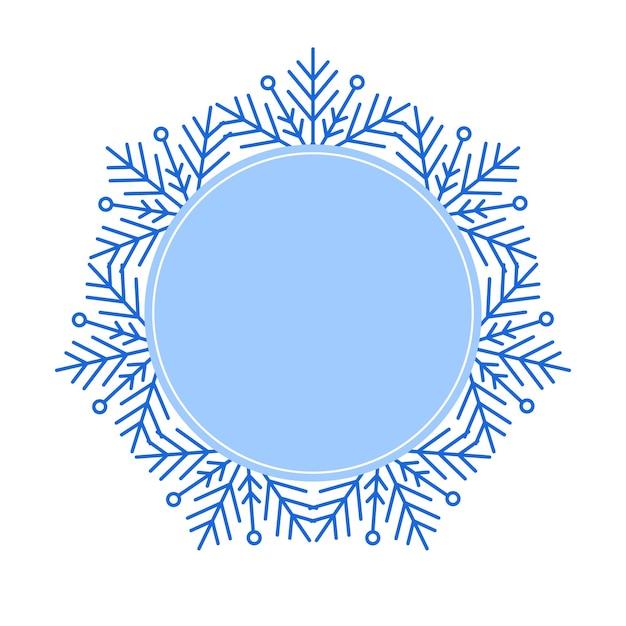 Vector round vector blue christmas winter frame made of snowflakes with place for text perfect copyspace