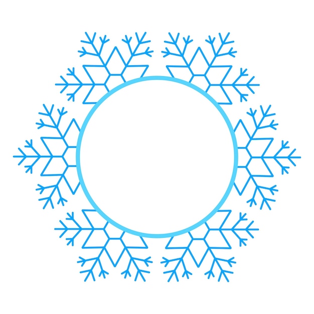 Vector round vector blue christmas winter frame made of snowflakes with place for text perfect copyspace