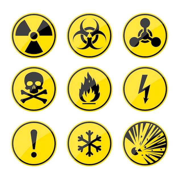 Vector round warning signs set