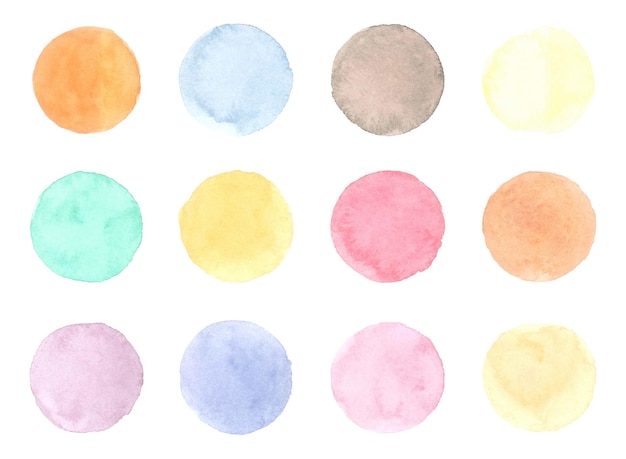 Round watercolor badges isolated on white