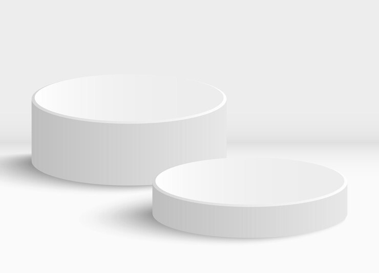 Vector round white matte podiums background