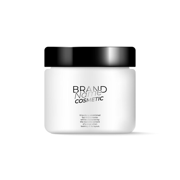 Vector round white plastic jar cosmetic body cream butter bath salt gel skin care powder