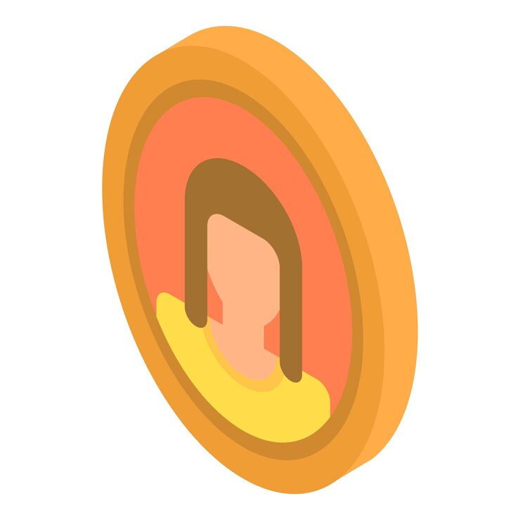 Vector round woman picture icon isometric of round woman picture vector icon for web design isolated on white background