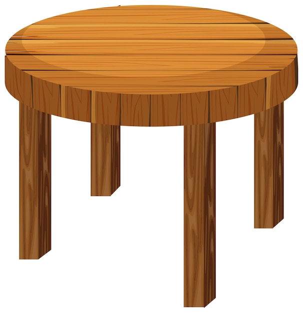 Круглый деревянный стол на белом фоне