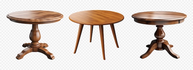 Round wooden vintage table vector set