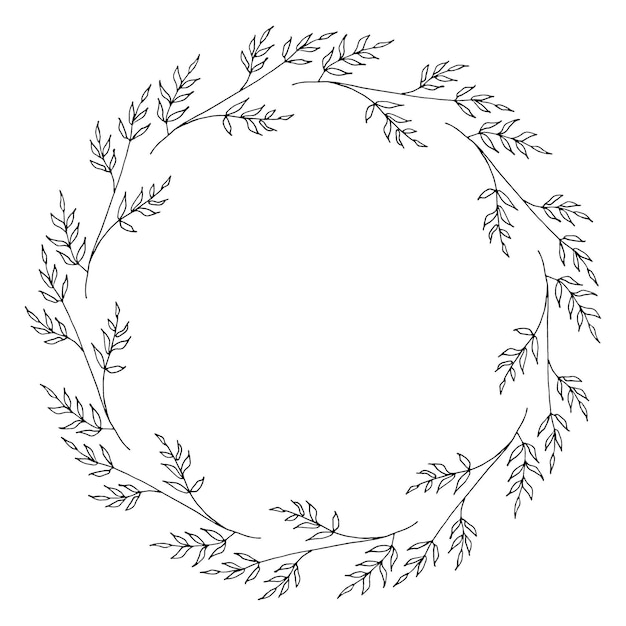 Round wreath of twigs drawn with a line