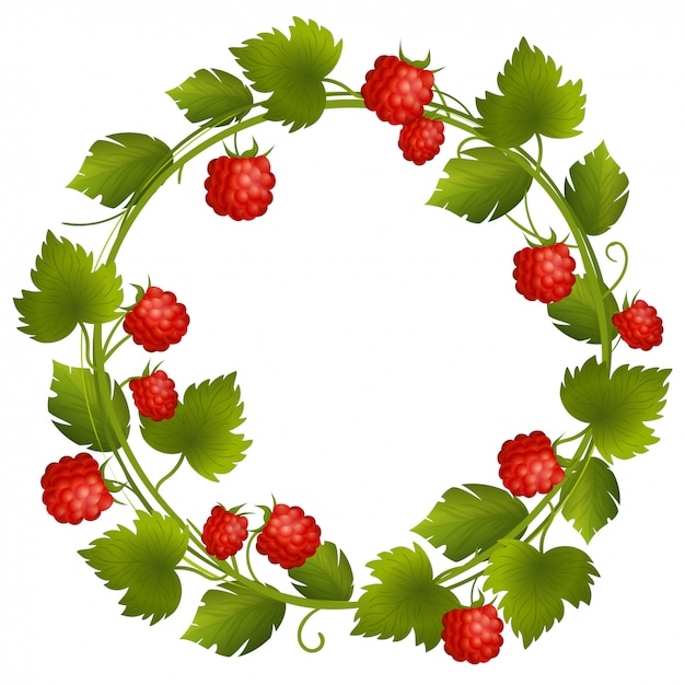 Round Wreath with Raspberry and Leaves