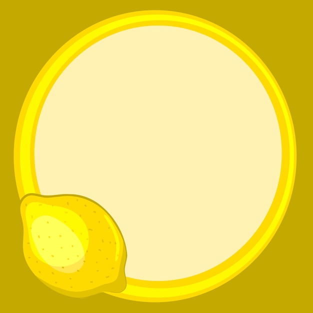 Round yellow frame, decorated with lemon. Vector illustration.