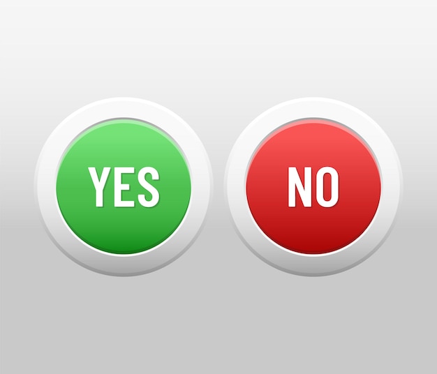 Круглая кнопка «да» и «нет» в красно-зеленом и сером цветах градации