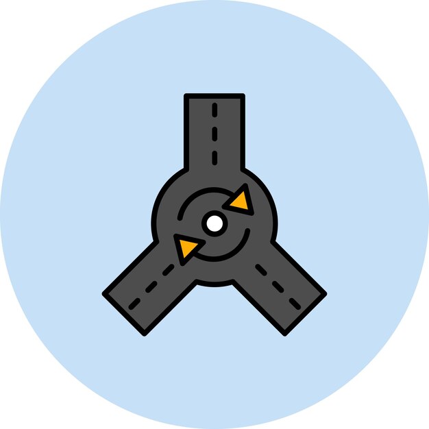 ラウンドアバウトのフラットイラスト