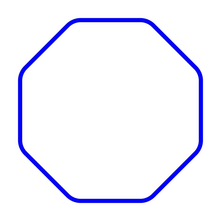 Vector rounded corner octagon shape icon with outline stroke