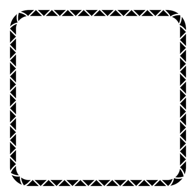 Rounded Corner Square Black Frame, Isolated On White