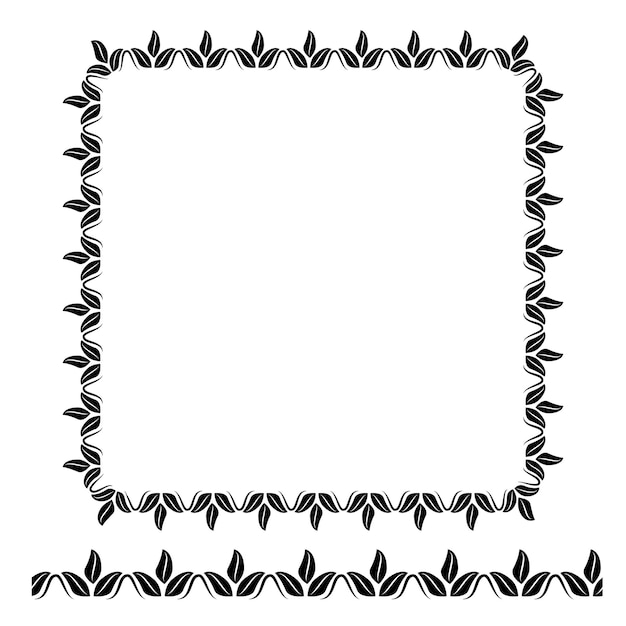 Vector rounded corner square floral frame, isolated on white