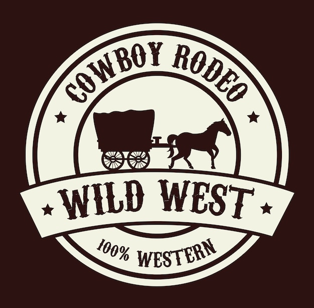 Vector rounded cowboy label