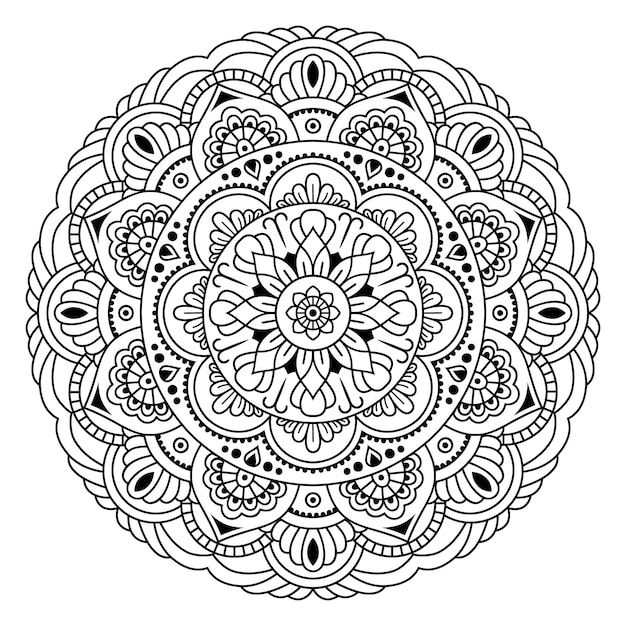 Rounded decorative mandala vector illustration for adults coloring book