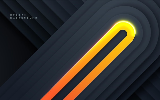 Rounded dimension layers black background with orange gradient light