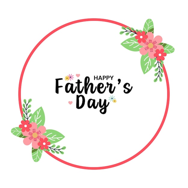 Rounded Floral Happy Father's day flat design