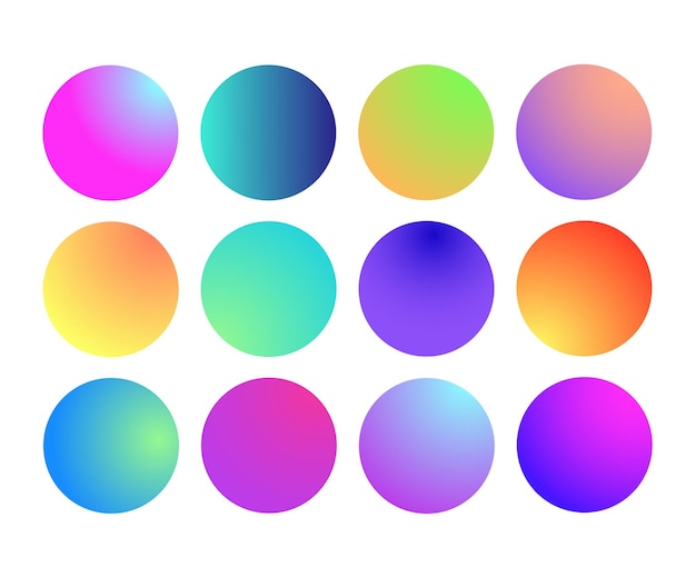 Rounded holographic gradient sphere multicolor green purple yellow orange pink cyan fluid circle gra...