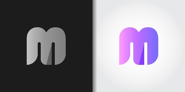 rounded letter m logo set