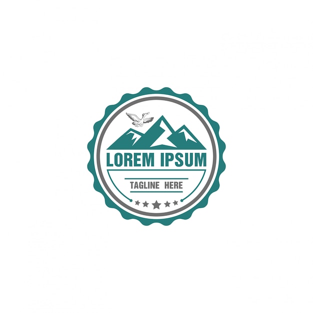 Rounded shape adventure logo with mountain