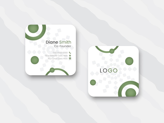 Vector rounded square business card design template, modern square business card design