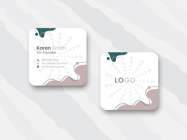 Шаблон дизайна визитной карточки с закругленными квадратами, современный дизайн визитной карточки квадратной формы