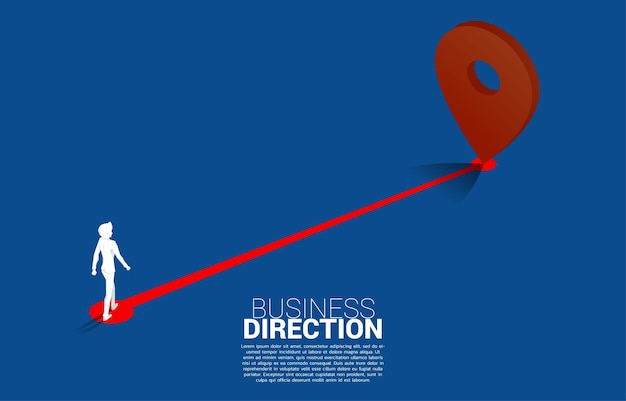 Vector route between 3d location pin markers and businessman concept for location and business direction