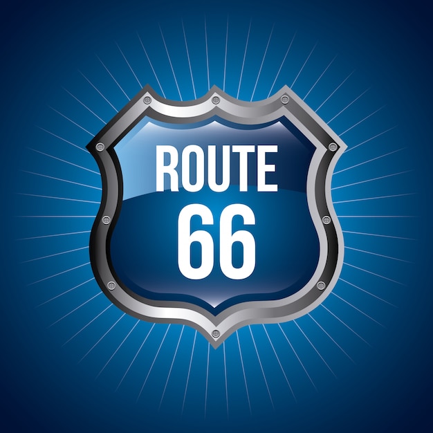 Route 66-signaal over blauwe achtergrond vectorillustratie