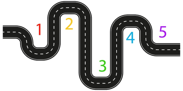 Vettore modello di infografica del percorso mappa stradale di asfalto tortuoso illustrazione vettoriale eps 10 immagine di stock