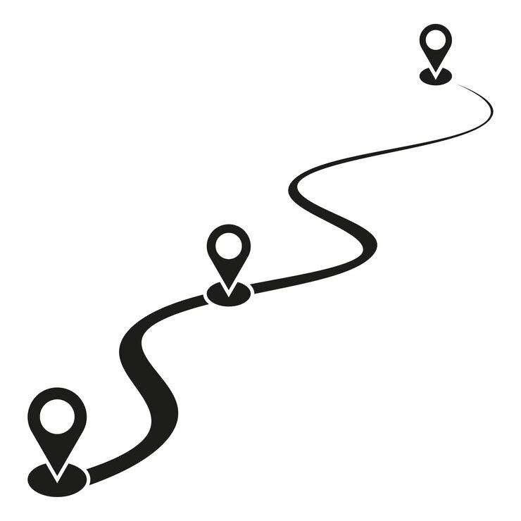 Vector route location icon three map pin sign and road or path vector illustration ps 10