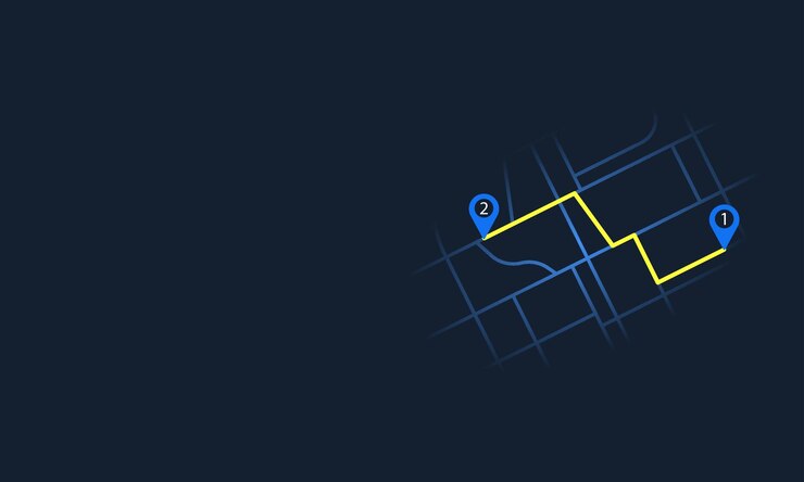 Vector route map with points online service delivery vehicle rent