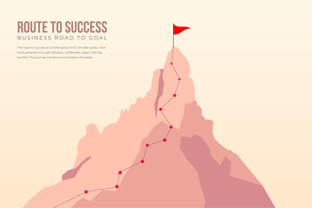 Route naar de top succes van de berg Concept van Goal Mission Vision Career path Vector concept