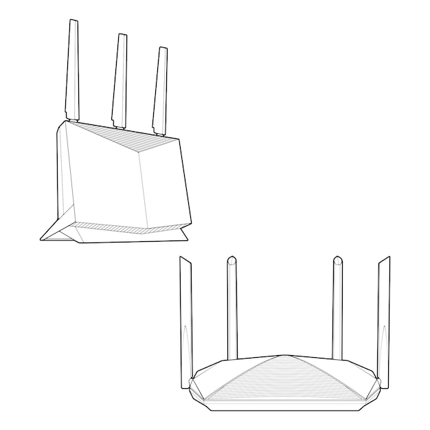 Vettore di arte di linea del router vettore di arte di linea isolato su sfondo bianco per libro da colorare