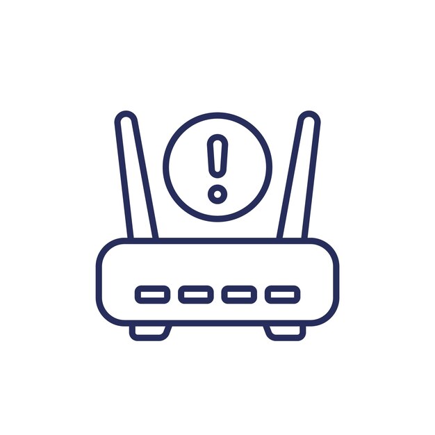 router modem error or warning line icon