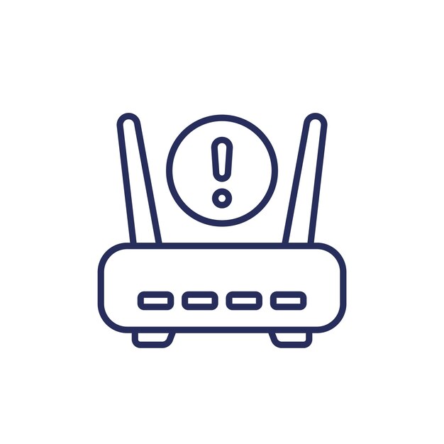 Vector router modem error or warning line icon