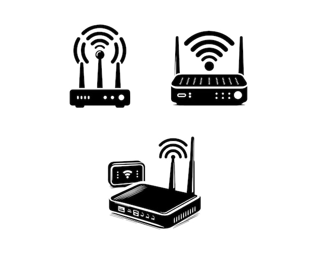 Router silhouette vector icon graphic logo design