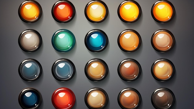 Vettore una fila di bottoni colorati con colori diversi su di loro