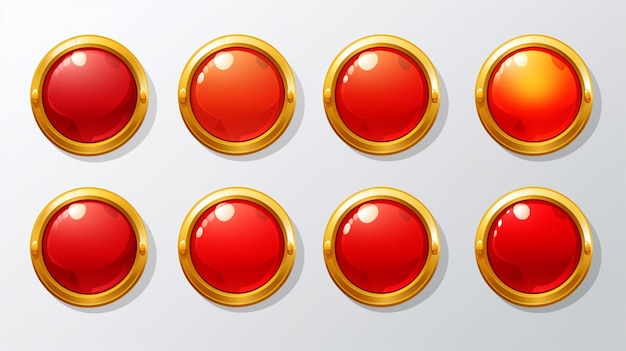 Vector a row of red and gold buttons with one that says red