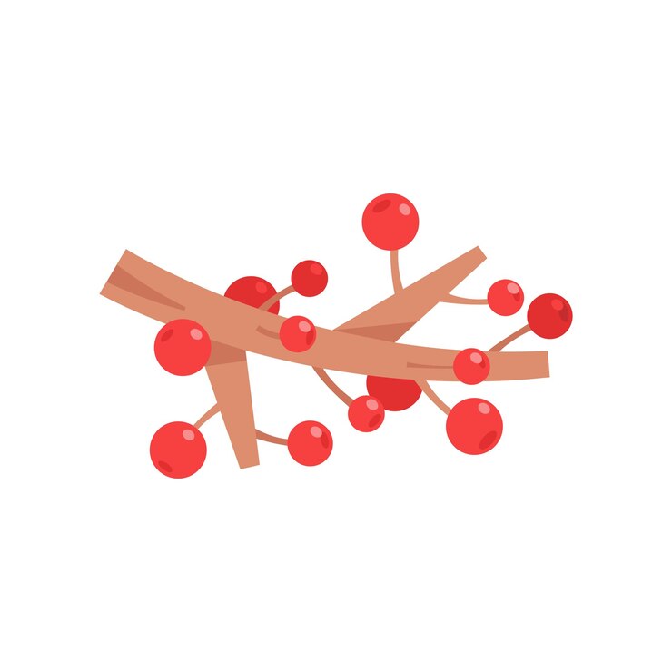 Vector rowan branch berries vector illustration christmas berries flat icon