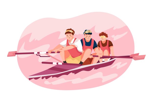 Rowing sport Illustration concept on white background