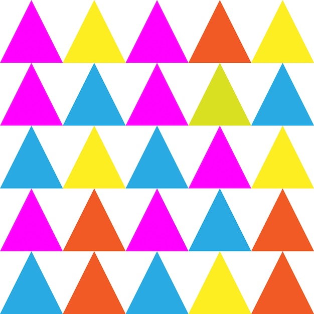 Rows of colorful triangles on a white background vector seamless pattern