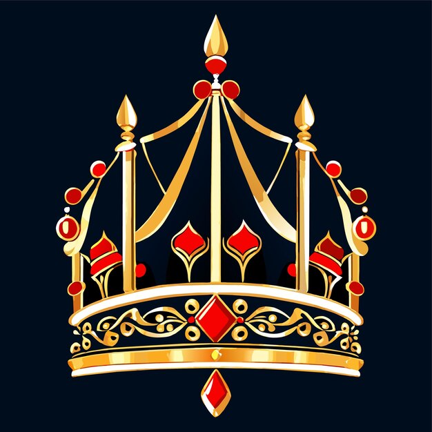 Vector royal baldachin with gold crown doodle