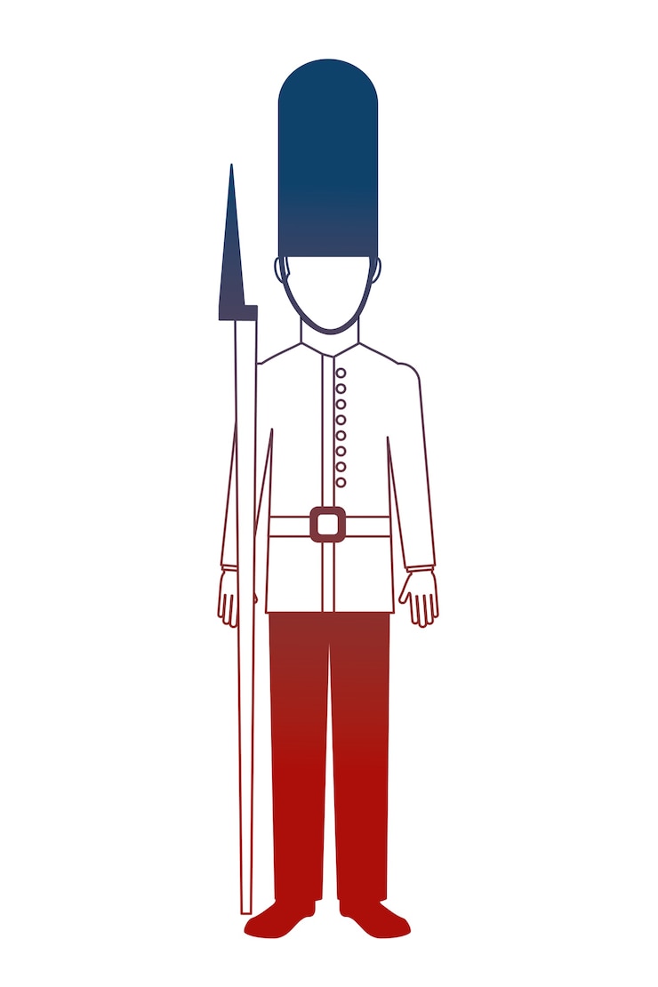 Vector royal british guard with bearskin hat and weapon