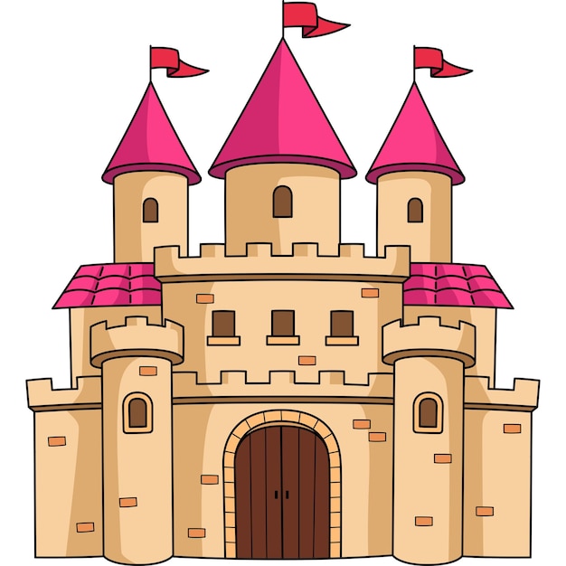 Vector royal castle cartoon colored clipart illustration