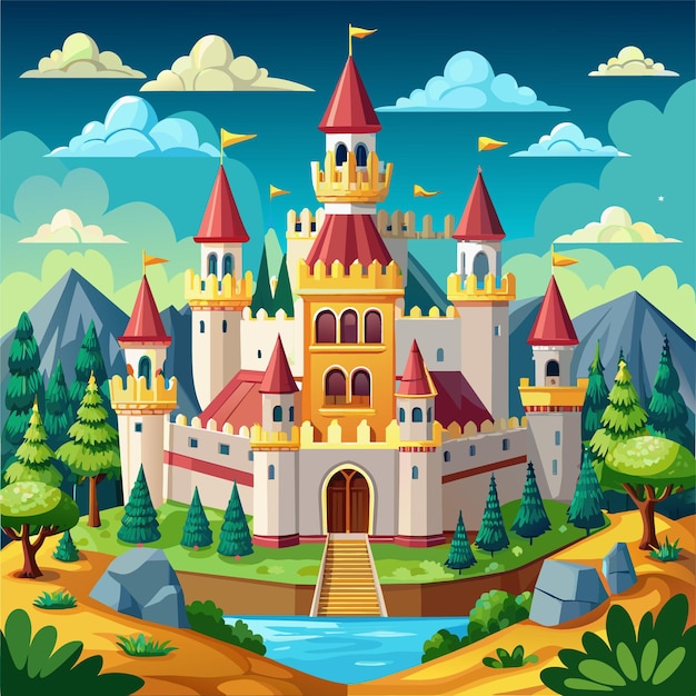 Royal castle cartoon vector illustration flat style artwork concept