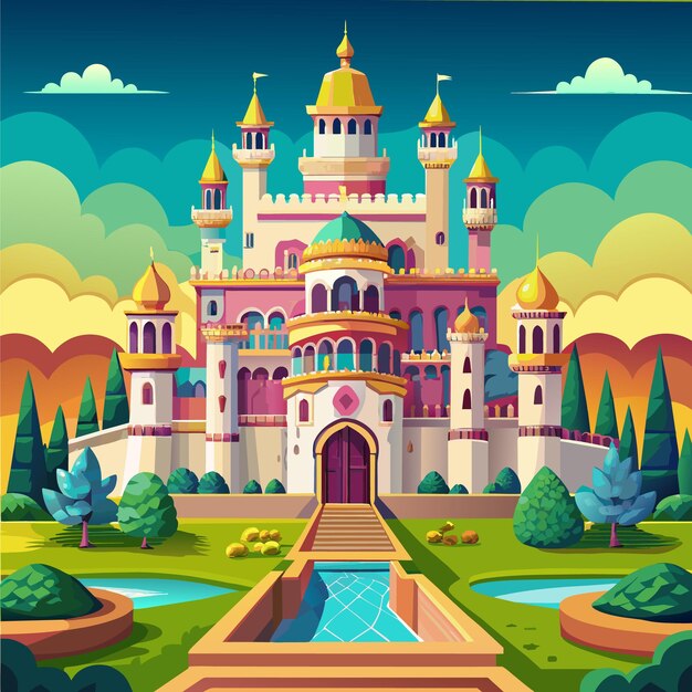 Royal castle cartoon vector illustration flat style artwork concept