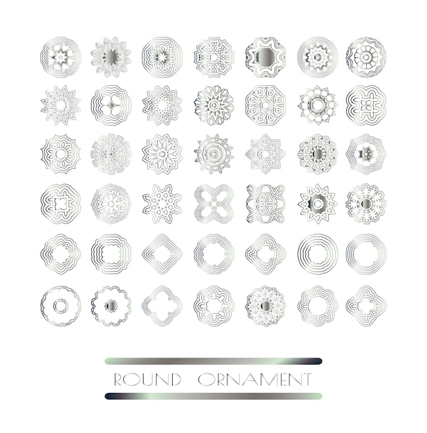 Royal circle design elements Silver texture Silver mandala on white background